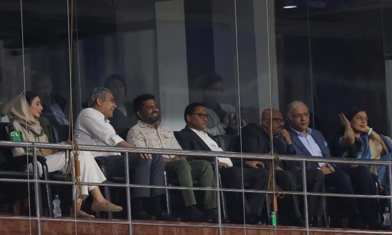  Sri Lanka President Anura Kumara Dissanayake in the stands during the match. &mdash; Reuters 
