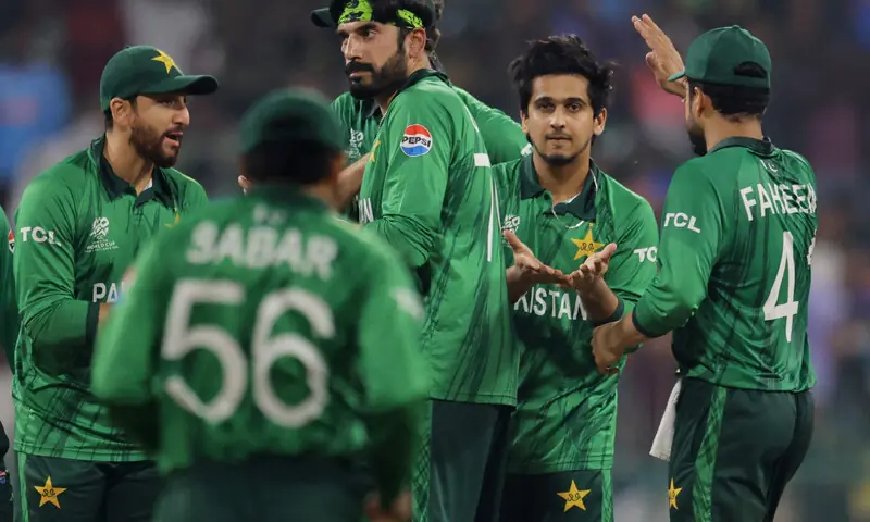 Pakistan&rsquo;s Saim Ayub celebrates with teammates after dismissing India&rsquo;s Tilak Varma. &mdash; Reuters