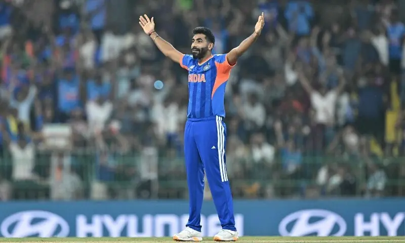  India&rsquo;s Jasprit Bumrah celebrates after taking the wicket of Pakistan&rsquo;s Saim Ayub during the 2026 ICC Men&rsquo;s T20 Cricket World Cup group stage match between India and Pakistan at the R Premadasa Stadium in Colombo on February 15, 2026. &mdash; AFP 