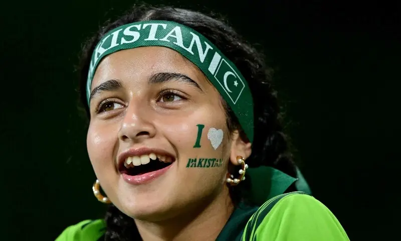  A fan of team Pakistan reacts on the stands before the start of the 2026 ICC Men&rsquo;s T20 Cricket World Cup Super Eights match between England and Pakistan at the Pallekele International Cricket Stadium in Kandy on February 24, 2026.  &mdash; AFP 