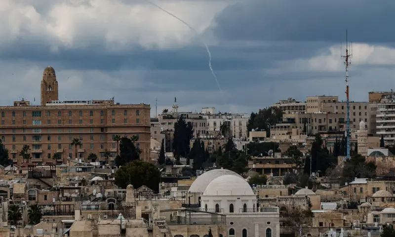 Smoke in the sky over Jerusalem, after missiles were launched from Iran towards Israel, following Israel and US strikes on Iran, February 28, 2026. &mdash; Reuters
