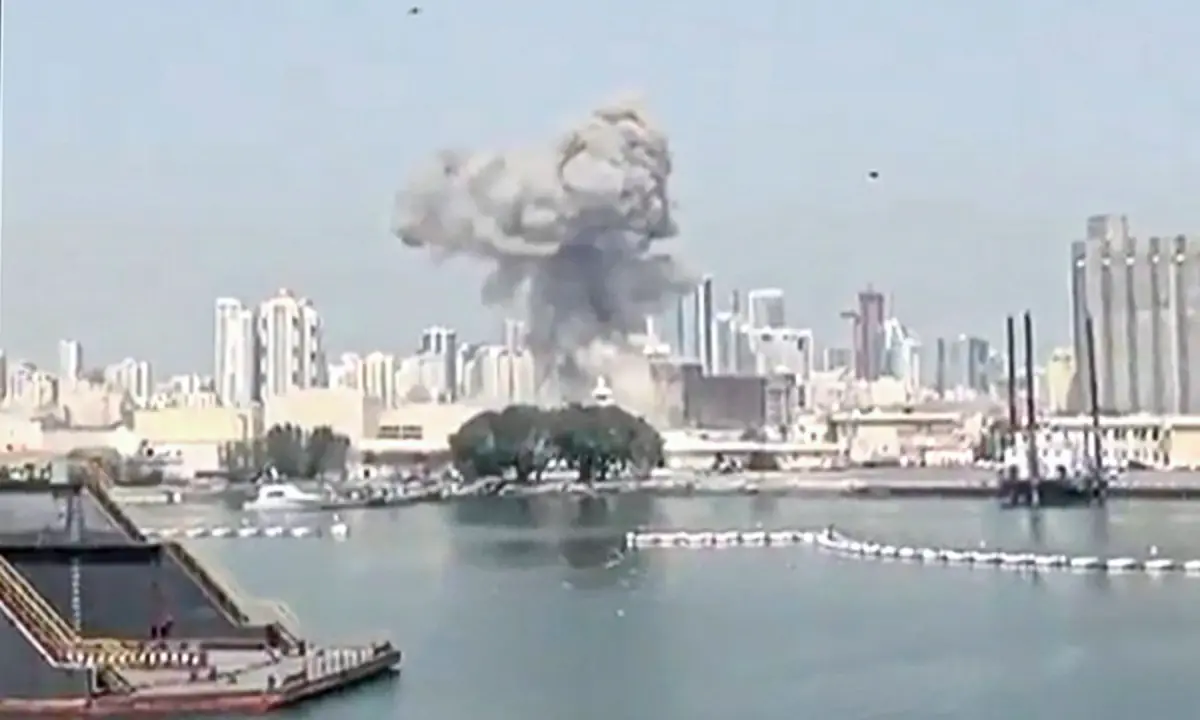 This video grab taken from UGC images posted on social media on February 28, 2026, and verified by AFPTV teams in Paris, shows the moment of a strike on a U.S. base in Bahrain. &mdash; AFP