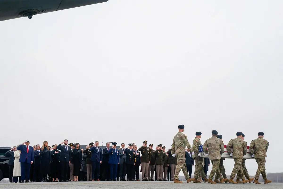 US President Donald Trump attended the homecoming of the first six US soldiers killed during the war with Iran at Dover Air Force Base in Dover, Delaware. &mdash; Reuters