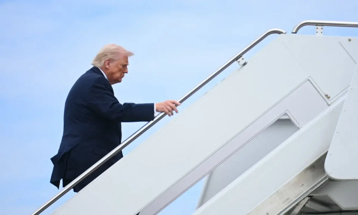 US President Donald Trump boards Air Force One at Joint Base Andrews in Maryland, the US on March 11. &mdash; AFP