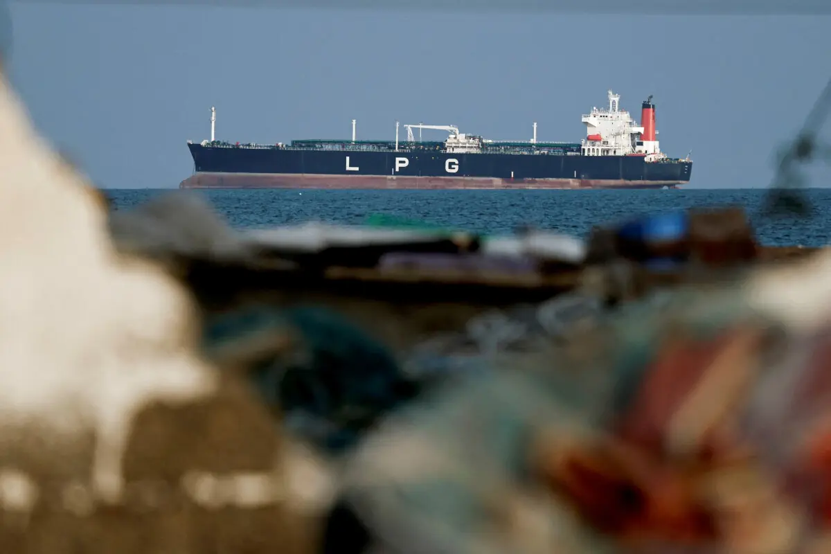 An LPG gas tanker at anchor as traffic is down in the Strait of Hormuz, amid the US-Israeli conflict with Iran, in Shinas, Oman, March 11, 2026. &mdash; AFP