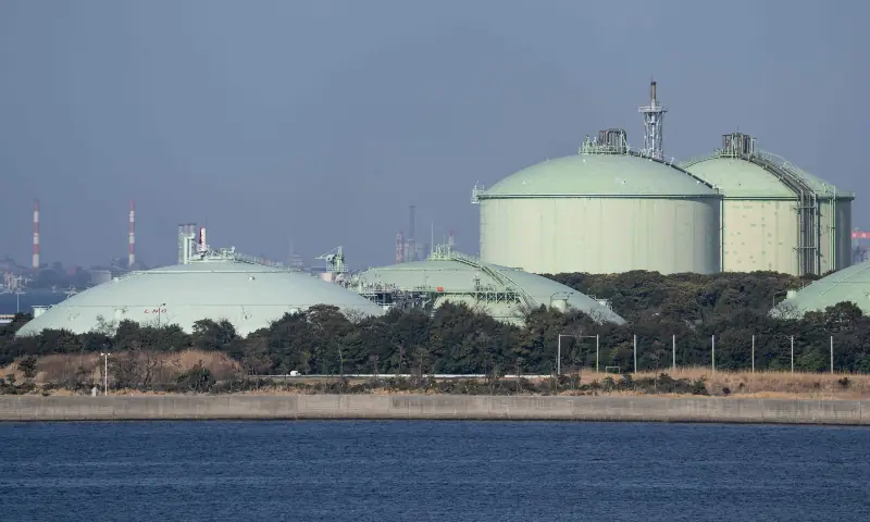 Liquefied natural gas storage tanks are seen at an LNG terminal in Sodegaura, Chiba prefecture, Japan on March 17, 2026. &mdash; AFP