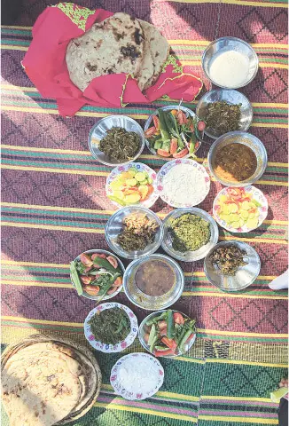  Lunch made from locally-sourced vegetables and homemade yoghurt during the residency in Swat| Noorulain Ali 