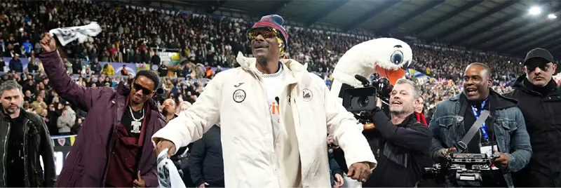  Rapper and Swansea City co-owner Snoop Dogg ahead of the Championship match against Preston North End at the Swansea.com stadium on 24th February 2026 | PA Images 
