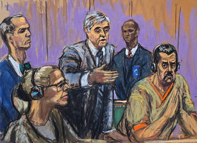  A courtroom sketch shows ousted Venezuelan president Nicolas Maduro and his wife Cilia Flores attending the hearing in New York City.&mdash;Reuters 