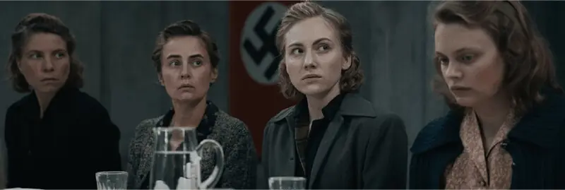 Elisa Schott as Rosa (centre) who finds herself chosen to taste the food of the Führer | MetFilm
