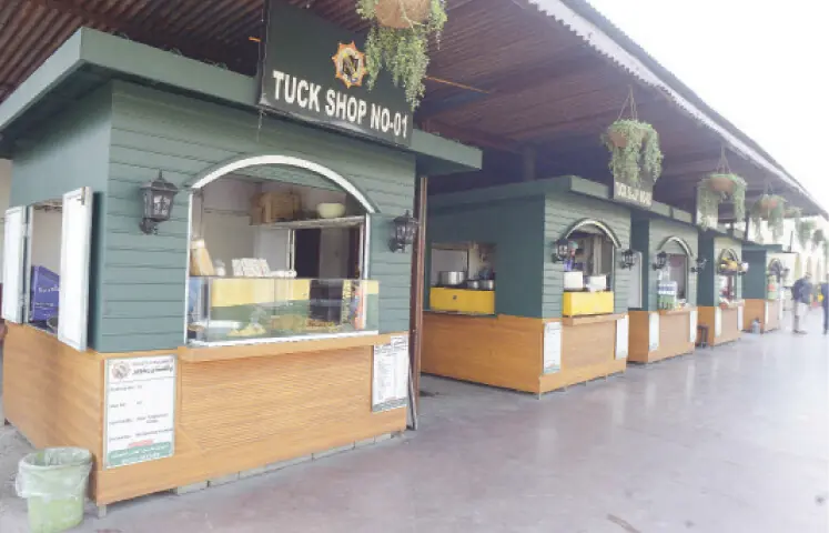 Aesthetically designed tuck shops on the platform offer quality snacks with food authority oversight. — Photos by Mohammad Asim