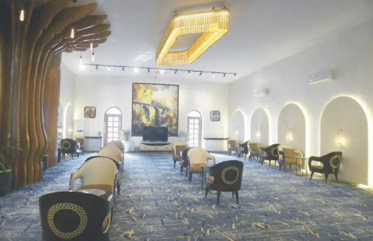 Commercially Important Person (CIP) lounge boasts modern restaurant for passengers waiting for their trains where sandwiches and tea are being served complementary.