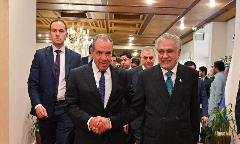 FM Dar suffers ‘hairline fracture’ after fall while hosting Egyptian counterpart FM Dar suffers ‘hairline fracture’ after fall while hosting Egyptian counterpart