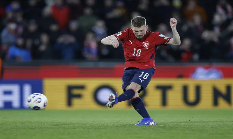  PRAGUE: Czech Republic&rsquo;s Michal Sadilek scores from the penalty spot during the match against Denmark at epet ARENA.&mdash;Reuters 