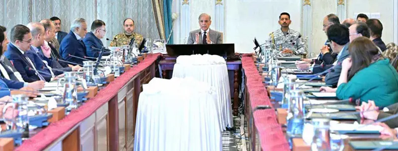  ISLAMABAD: Prime Minister Shehbaz Sharif chairs a federal cabinet meeting.&mdash;APP 