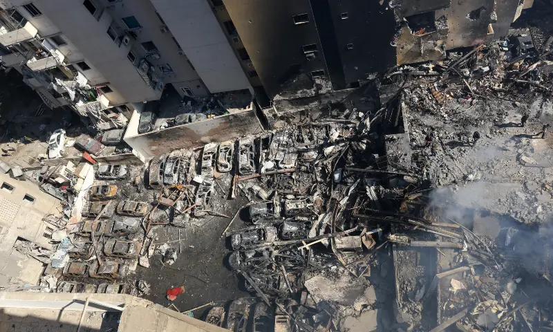 Burnt cars at the site of an Israeli strike carried out on Wednesday, in Al-Mazraa in Beirut, Lebanon on April 9, 2026. — Reuters