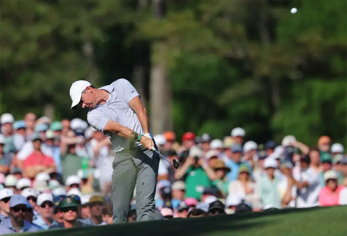 NORTHERN Ireland’s Rory McIlroy hits a tee shot on the 12th hole during the second round of the Masters at the Augusta National Golf Club.—Reuters