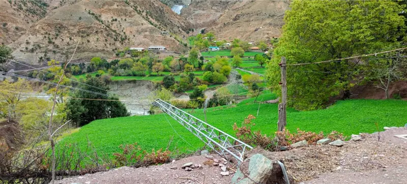 A fallen power pylon in Shishi Koh Valley, Chitral. — Dawn