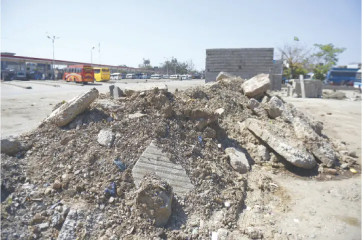   Construction material dumped along bus bays as more shops are being constructed by RMC to generate revenue.  