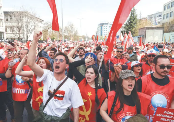  TEACHERS and members of student unions stage a protest in Ankara against school shootings.&mdash;Reuters 