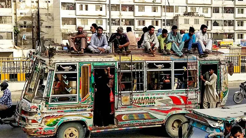  Commuters in Karachi have limited options when it comes to public transport and often find themselves in precarious situations | White Star 