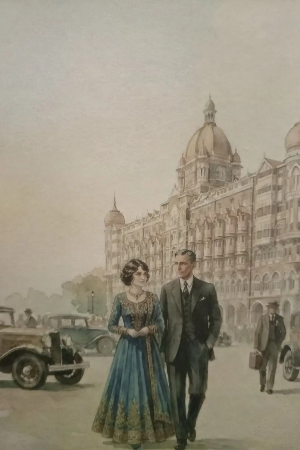 A sketch of the most beautiful flower of Bombay, Ruttie, with the handsome and famous barrister of the times , Mr Jinnah. &mdash; from the book