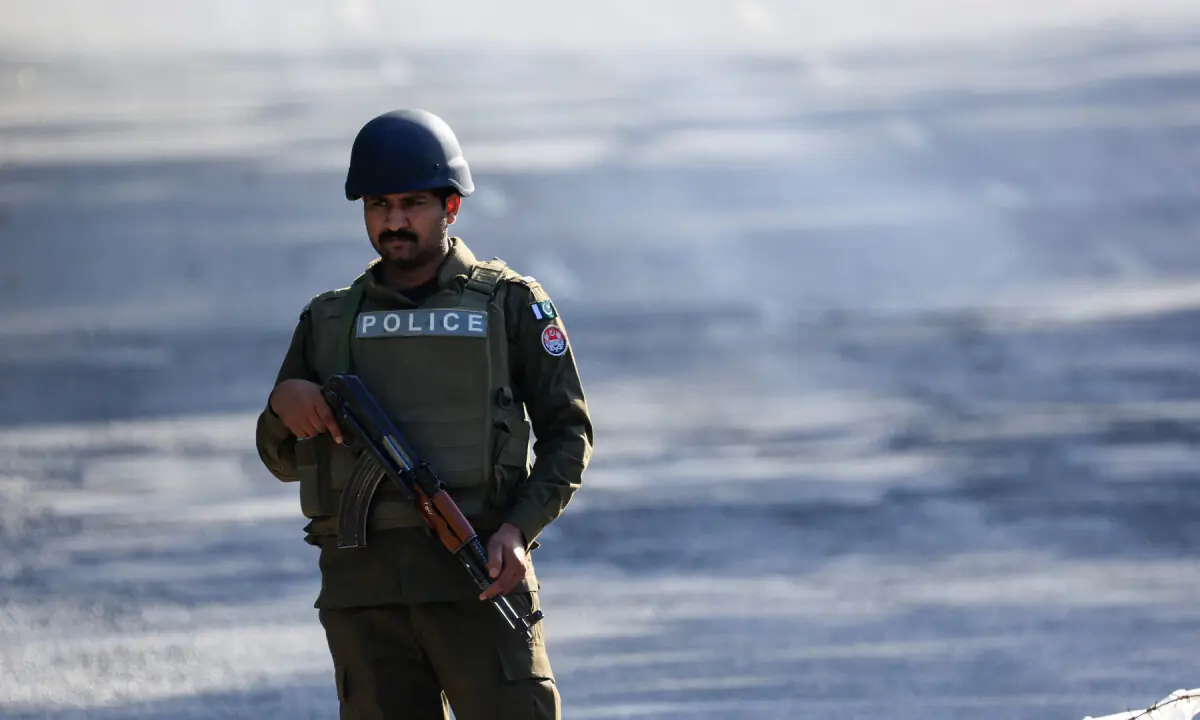 A police officer stands guard on a road leading to Serena hotel in Islamabad on April 20, 2026. &mdash; Reuters
