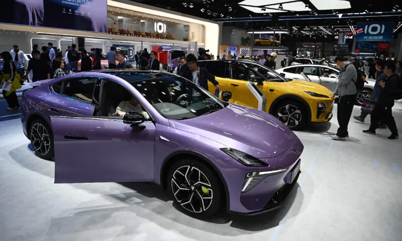 A Deepal L06 is displayed at the Beijing Auto Show in Beijing on April 26, 2026. &mdash; AFP