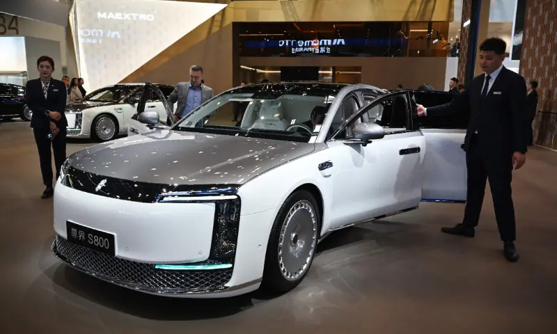A Toyota BZ7 is displayed at the Beijing Auto Show in Beijing on April 26, 2026. &mdash; AFP