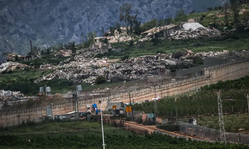  A crossing point and destruction in the Lebanese village, Kfar Kila, as seen from the Israeli side of the Israel-Lebanon border in northern Israel on April 28, 2026. &mdash; Reuters 