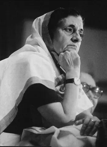   Indian prime minister Indira Gandhi attending a meeting of the Congress party in 1980 | Raghu Rai  