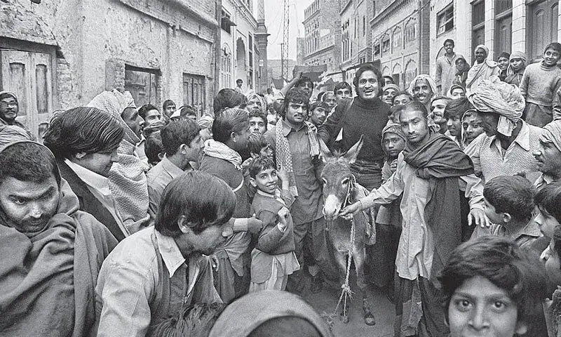   Raghu Rai, pictured sitting atop a donkey, during his visit to his hometown Jhang in Pakistan in 1978 | Saeed Naqvi  