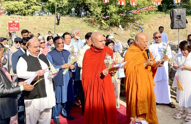  Monks perform rituals in connection with Vesak Day at Dharmarajika Stupa near Taxila. &mdash; Dawn 