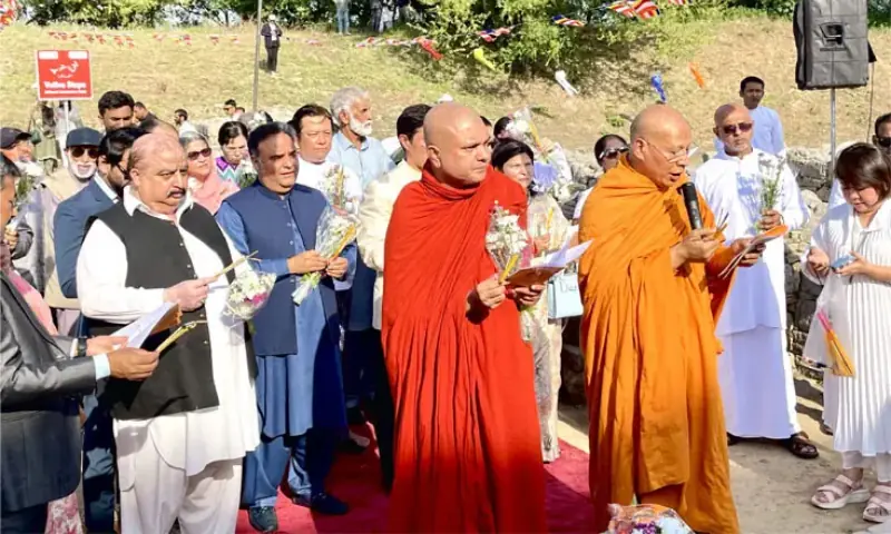 Ancient Dharmarajika Stupa in Taxila echoes with Dhamma sermon after 1,500 years