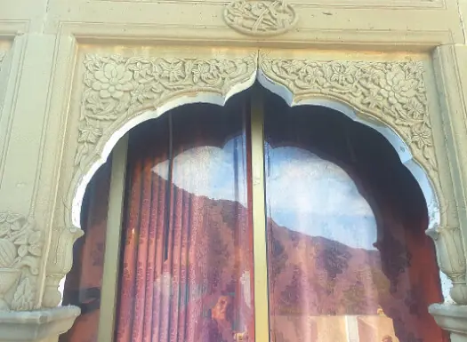 The artistically-carved arches of the mosque.