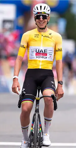 TEAM Emirates-XRG&rsquo;s Slovenian rider Tadej Pogacar rejoices as he crosses the finish line to win the final stage of the Tour of Romandie, a 178.2km distance from Lucens to Leysin, on Sunday.&mdash;AFP 