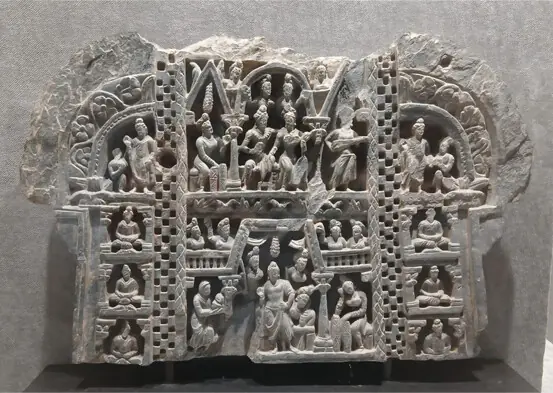  Palace life of Prince Siddhartha and the Great Renunciation from the 2nd to 3rd century CE. 