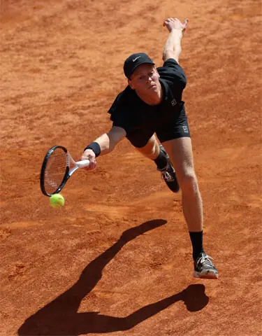   ITALY&rsquo;S Jannik Sinner stretches for a return during the Italian Open semi-final against Daniil Medvedev of Russia at Foro Italico on Saturday.&mdash;Reuters 