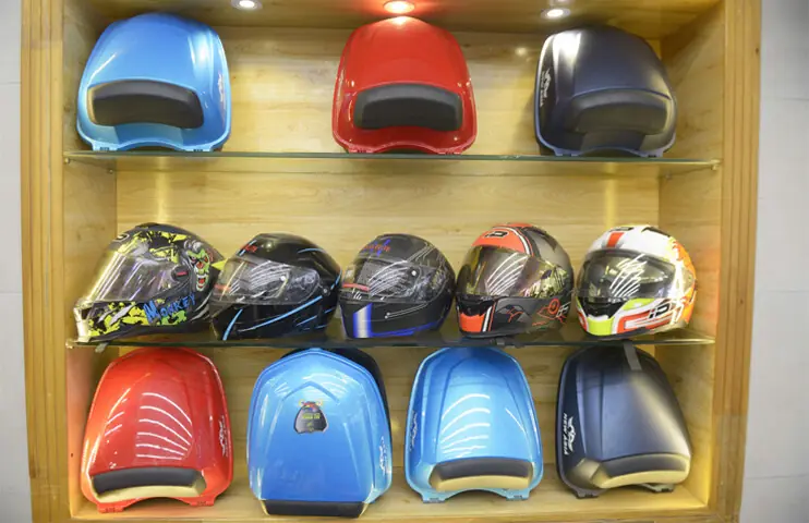  a variety of helmets and accessory boxes are also available. 
