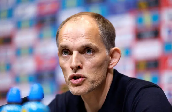  ENGLAND manager Thomas Tuchel attends a press conference at the Wembley Stadium on Friday.&mdash;Reuters 
