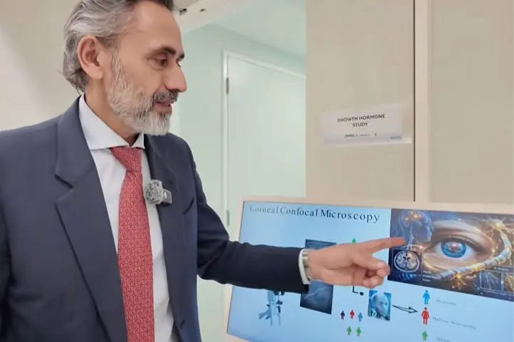 Professor Rayaz Malik says AI systems can now identify the underlying neurodegenerative disease with up to 95 per cent certainty.—Instagram/wcmqresearch