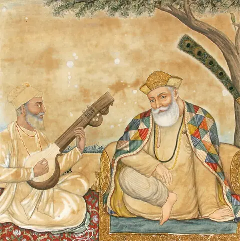 L-R: Bhai Mardana and Guru Nanak in Guru Nanak by W. Kapur Singh | Victoria Memorial Hall, Kolkata