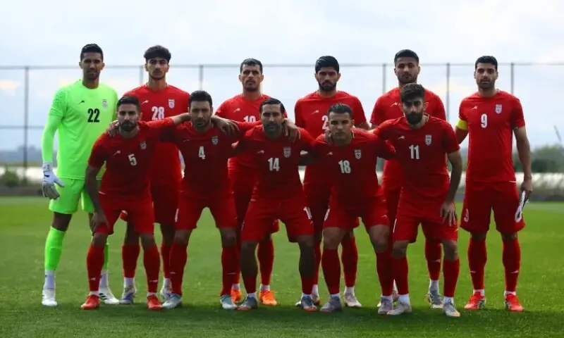 Iranian football players pose for a group photo in March 2026. —Reuters