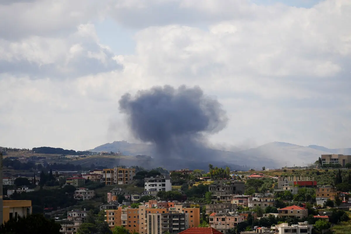 Smoke billows from southern Lebanon following an Israeli strike, as seen from Nabatieh, Lebanon, May 29, 2026. &mdash;AFP