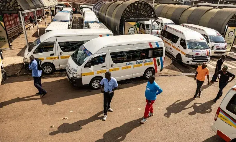 Public transport buses (locally known as matatu) crews pass the time chatting, amidst their grounded mini-buses due to a nationwide strike by transporters now in it’s second day over fuel price hikes in Nairobi on May 19, 2026. —AFP/File