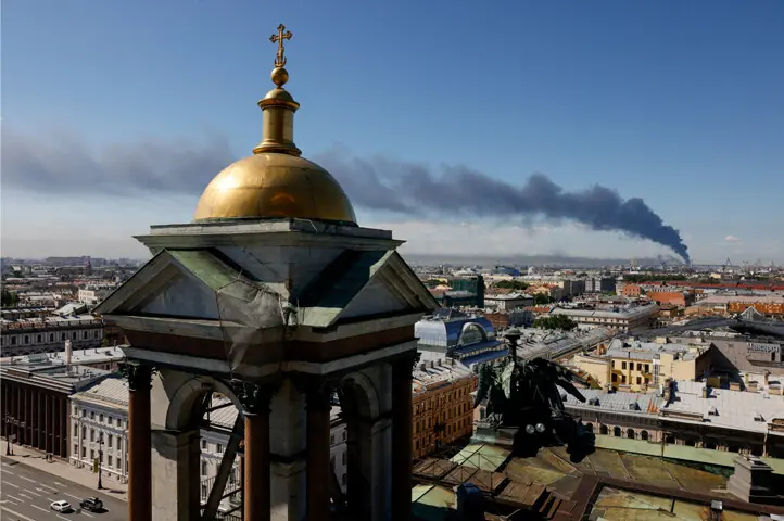  Smoke billows after Ukrainian drones struck St Petersburg.&mdash;Reuters 