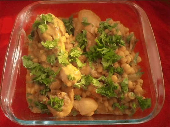 Chanay ki daal cooked with chicken