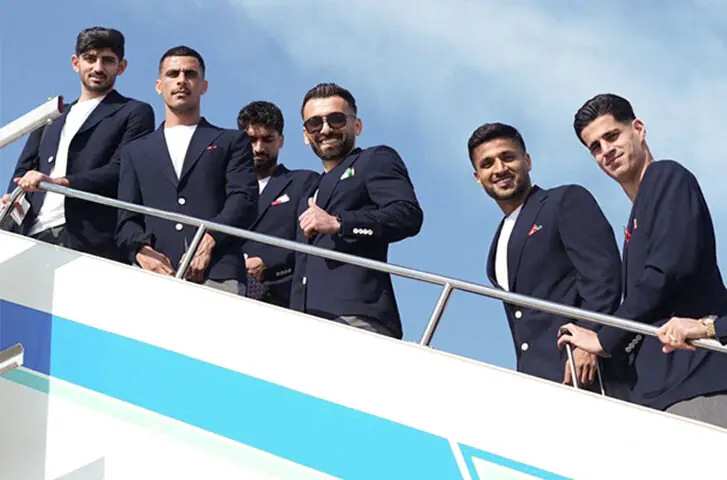 IRAN’s footballers board a flight at Turkiye’s Antalya Airport for Mexico to take part in the World Cup tournament, which begins on June 11.—AFP
