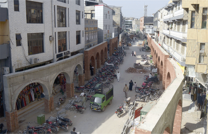  An overview of Commercial Market which is being developed in an L-shape pedestrian street. &mdash; Photos by Mohammad Asim 