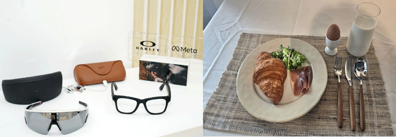 Meta AI glasses analyse a meal including a croissant, egg, salad and milk after The Korea Herald reporter gives a voice command.—Courtesy The Korea Herald